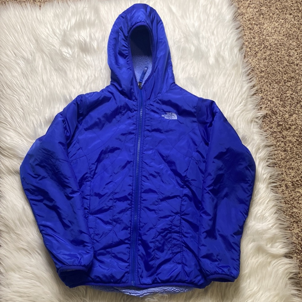The North Face sz. 14/16 reversible fleece hooded jacket.l - Picture 7 of 12